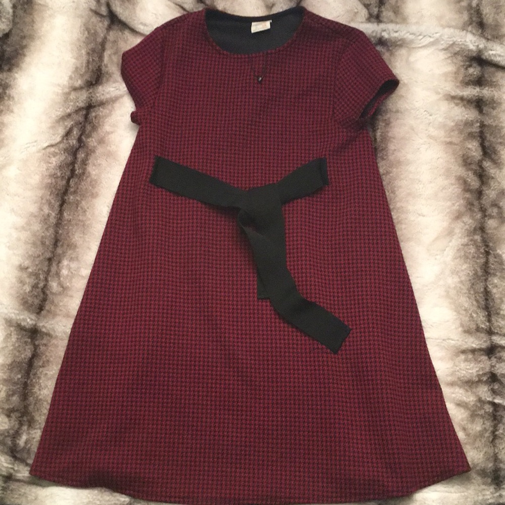 ZARA Red and black Houndstooth dress 11/12 NWOT